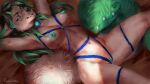  2022 anthro areola breasts canid canine digital_media_(artwork) eleacat female fur green_body green_fur hi_res looking_at_viewer mammal nipples nude white_body white_fur 