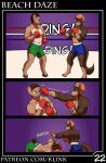  alex_carter anthro blue_eyes boxing bret_barker brown_body brown_fur brown_hair canid canine colonel_klink duo equid equine fight fur green_eyes hair hi_res horse male mammal red_hair sport text url 