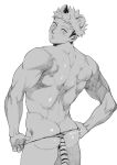  1boy after_anal after_sex animal_ears ass back bara blush ccccc_(jpn_m0) cum cum_on_ass cum_on_boy facial_mark greyscale highres itadori_yuuji jujutsu_kaisen looking_back male_focus monochrome muscular muscular_male short_hair solo tail thong tiger_boy tiger_ears tiger_tail twitter_username undercut 