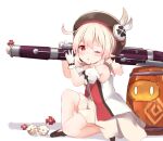  1girl ahoge aiming bangs bassoon clover_print commentary_request eyebrows_visible_through_hair fighting_stance genshin_impact gloves hair_between_eyes hat hat_feather hat_ornament holding holding_instrument instrument jumpy_dumpty klee_(genshin_impact) kneeling light_brown_hair long_hair low_twintails one_eye_closed orange_eyes parted_lips pointy_ears short_sleeves sidelocks simple_background sketch slime_(genshin_impact) tutsucha_illust twintails white_background white_gloves 