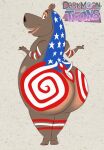  2017 anthro big_butt blu3danny bodypaint butt common_hippopotamus dreamworks english_text female gloria_the_hippopotamus happy hi_res hippopotamid huge_butt looking_back madagascar_(series) mammal nude open_mouth open_smile smile solo stars_and_stripes text united_states_of_america 