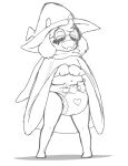  anthro black_and_white blush bottomwear bovid caprine clothed clothing deltarune diaper digital_media_(artwork) eyewear fur glasses goat hat headgear headwear hi_res male mammal monochrome parumpee raised_bottomwear raised_clothing raised_skirt ralsei simple_background skirt smile solo undertale_(series) video_games 