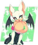  2019 absurd_res alpha_channel anthro armwear bare_shoulders breasts chiropteran cleavage clothed clothing elbow_gloves eyeshadow female gem gloves green_eyes handwear hi_res makeup mammal membrane_(anatomy) membranous_wings open_mouth open_smile rouge_the_bat sanikink sega smile solo sonic_the_hedgehog_(series) video_games wings 