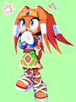  2021 anthro blue_eyes clothing echidna female fingers footwear gloves handwear hi_res mammal monotreme sandals sanikink sega signature simple_background solo sonic_adventure sonic_the_hedgehog_(series) tikal_the_echidna video_games 