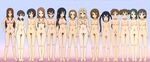  14girls 6+girls akiyama_mio bb black_hair blonde_hair blush breasts brown_hair everyone female girls glasses green_hair hands_on_hips hirasawa_ui hirasawa_yui jpeg_artifacts k-on! kotobuki_tsumugi large_breasts lineup long_hair manabe_nodoka multiple_girls nakano_azusa navel nipples nude pubic_hair purple_hair pussy rm_(rm32) short_hair smile sokabe_megumi suzuki_jun tainaka_ritsu twintails uncensored yamanaka_sawako 