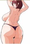  armpits arms_up ass backboob breasts copyright_request huge_breasts looking_back md5_mismatch oekaki panties plump red_eyes red_hair sagging_breasts seji_(hornet) solo sweat thong topless underwear wide_hips 