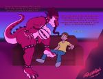  anthro barefoot big_breasts big_butt breasts butt claws clothed clothing demon dialogue digital_media_(artwork) dragon duo female hair horn human interstellar_demon_stripper long_tongue male mammal morty_smith non-mammal_breasts reptile rick_and_morty scalie spikes thebigmansini thick_thighs toe_claws tongue tongue_out wide_hips young 
