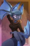 absurd_res action_pose anthro bat_wings blue_hair blue_nose blue_wings bottomwear breasts chiropteran clothed clothing dreamkeepers female fur grey_body grey_fur hair heyits_nat hi_res hoodie mammal membrane_(anatomy) membranous_wings pink_eyes pose shorts solo topwear vanth winged_arms wings 