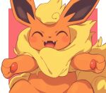  ^_^ animal_focus blush closed_eyes facing_viewer fangs flareon happy makoto_ikemu no_humans open_mouth pokemon pokemon_(creature) solo symbol-only_commentary tongue 