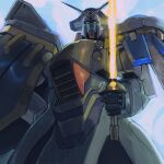  beam_saber g_gundam green_eyes gundam gundam_rose highres holding holding_sword holding_weapon looking_at_viewer mecha no_humans olympia_sweetman science_fiction solo sword symbol-only_commentary v-fin weapon 