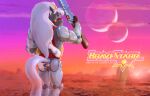  anthro bottomwear bravestarr butt clothed clothing cybernetics duo equid equine hair hi_res horse machine male male/male mammal mane muscular muscular_anthro muscular_male nude thirty_thirty white_hair zen 