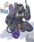  abs anthro biceps black_body black_fur bule bulge candy clothing dessert eyewear eyewear_on_head felid food fur hi_res kzy_r9877 lifewonders male mammal muscular muscular_anthro muscular_male pantherine pecs pubes speedo sunglasses sunglasses_on_head swimwear tezcatlipoca tokyo_afterschool_summoners video_games wings 