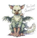  2016 ambiguous_gender avian duo english_text feathered_wings feathers gryphon holding_object holding_weapon horn human hybrid male mammal mythological_avian mythology simple_background size_difference smaller_human sony_corporation sony_interactive_entertainment text the_boy_(the_last_guardian) the_last_guardian trico_(species) trico_(the_last_guardian) video_games vio weapon white_background wings 