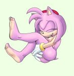  amy_rose clothing eulipotyphlan eyes_closed feet fours_(artist) fur genitals glee gloves handwear hedgehog jumping mammal mostly_nude nipples pink_body pink_fur pink_nipples pussy sega sonic_the_hedgehog_(series) 