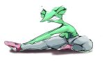 amphibian anthro biphony_(rubbish_chameleon) breasts clothing exposed_breasts female footwear frog rubbish_chameleon shoes sneakers solo stretching thick_thighs workout_clothes 
