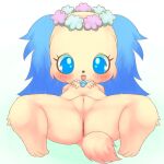  anthro bird_dog blue_eyes blush bunnag canid canine canis cavalier_king_charles_spaniel domestic_dog female flat_chested genitals hi_res hunting_dog jewelpet jewelry looking_at_viewer lying mammal necklace nude on_back open_mouth presenting presenting_pussy pussy sanrio sapphie sega sega_toys simple_background solo spaniel spread_legs spreading thick_thighs toy_dog 