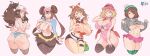  5girls adapted_costume areola_slip areolae ass baseball_cap bike_shorts bike_shorts_under_shorts bikini blonde_hair blue_eyes bow breasts brown_hair cleavage clothes_lift covered_nipples cropped_legs gloria_(pokemon) hair_bow hat highres hilda_(pokemon) large_breasts looking_at_viewer may_(pokemon) micro_bikini micro_shorts microskirt multiple_girls pantyhose pasties poke_ball_symbol pokemon pokemon_(game) pokemon_bw pokemon_bw2 pokemon_oras pokemon_swsh pokemon_xy revealing_clothes rosa_(pokemon) serena_(pokemon) shirt_lift shorts skirt smile swimsuit tam_o&#039;_shanter thigh_gap underboob visor_cap x-t3al 