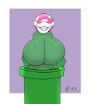  anthro big_breasts breasts elemental_creature elemental_humanoid eyeless featureless_breasts female flora_fauna green_body hi_res huge_breasts humanoid lips ll-ss mario_bros nintendo non-mammal_breasts pink_body pink_skin pipe piranha_plant plant plant_humanoid presenting presenting_breasts sharp_teeth signature smile solo spots teeth thick_lips video_games warp_pipe white_lips white_spots 