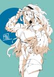  boots breasts detached_sleeves hairband hairy highres large_breasts leotard limited_palette long_hair makai messy_hair muscular muscular_female original second-party_source shepherd0821 tall_female thigh_boots thighhighs wrist_cuffs yeti_(creature) yeti_(shepherd0821) 