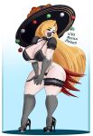  absurd_res anthro avian big_breasts bird blonde_hair bra breasts cleavage clothed clothing female hair hat headgear headwear hi_res legband pancarta panties solo sombrero thighband underwear wide_hips 
