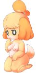  animal_crossing anthro areola belly breasts bunnag canid canine canis domestic_dog female hi_res isabelle_(animal_crossing) kneeling mammal navel nintendo nipples nude overweight overweight_female pawpads paws shih_tzu simple_background solo thick_thighs toy_dog video_games white_background 
