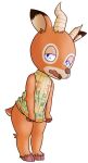  animal_crossing antelope anthro antlers beau_(animal_crossing) bovid bunnag clothing embarrassed hi_res hooves horn looking_at_viewer male mammal nintendo open_mouth purple_eyes simple_background solo standing sweater topwear video_games wavy_mouth white_background 