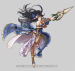  attack bangs bare_shoulders black_eyes black_hair breasts choker detached_sleeves fire_emblem fire_emblem:_the_blazing_blade fire_emblem_heroes full_body hair_ornament high_heels holding holding_polearm holding_weapon jewelry karla_(fire_emblem) kita_senri large_breasts long_hair looking_at_viewer official_alternate_costume official_art pantyhose polearm toeless_footwear toeless_legwear weapon 
