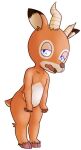 animal_crossing antelope anthro antlers beau_(animal_crossing) bovid bunnag embarrassed hi_res hooves horn looking_at_viewer male mammal nintendo open_mouth purple_eyes simple_background solo standing video_games wavy_mouth white_background 