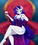  absurd_res alcohol anthro anthrofied beverage breasts cleavage clothed clothing dress equid equine female friendship_is_magic hasbro hi_res horn mammal mrscurlystyles my_little_pony rarity_(mlp) sitting solo unicorn wine 