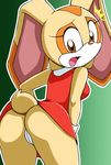  animal_ears ass brown_eyes bunny bunny_ears butt clothed clothing coki cream_the_rabbit female furry half-dressed lagomorph looking_back mammal nagano_tenzen no_underwear pussy rabbit sega shocked sonic_(series) sonic_the_hedgehog tail upskirt 