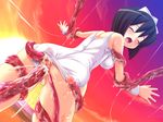  1girl anal anus beach black_hair blush bound bound_arms bound_legs closed_eyes cum cum_in_ass ejaculation eyes_closed game_cg ocean one-piece one-piece_swimsuit open_mouth penis pussy siesta sky sunset swimsuit swimsuit_aside team-tanabe tentacle tentacle_sex tentacles uncensored zero_no_tsukaima 