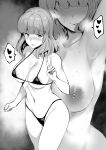  1girl ameno_shigure areolae armpits bangs bikini blunt_bangs breasts eyebrows_visible_through_hair girls_und_panzer greyscale groin heart highleg highleg_bikini large_areolae medium_hair micro_bikini monochrome multiple_views navel nipples sketch spoken_heart stomach string_bikini sweat swimsuit takebe_saori thong_bikini v zoom_layer 