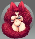  absurd_res animal_print big_breasts bikini breasts clevage clothing cow_print female hair hi_res holding_breast huge_breasts humanoid navel red_hair senpaimisskitty solo swimwear thick_thighs 