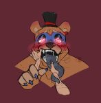  &lt;3 &lt;3_eyes 2022 ambiguous_gender animatronic anthro blue_eyes blush bodily_fluids breath brown_body brown_fur claws clothing colored_nails digital_drawing_(artwork) digital_media_(artwork) duo fangs five_nights_at_freddy&#039;s five_nights_at_freddy&#039;s:_security_breach fur glamrock_freddy_(fnaf) hat headgear headwear hi_res human human_pov humanoid_hands lidded_eyes long_tongue looking_down machine male mammal metal_tongue nails robot saliva saliva_on_tongue scottgames sharp_claws sharp_teeth teeth tongue tongue_out top_hat ursid ursine video_games watermark weeping_owl 