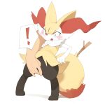  1:1 3_fingers 3_toes ambiguous_gender anthro black_body black_fur blush bodily_fluids braixen duo ear_tuft exclamation_point feet female female/ambiguous fingering fingers fur hi_res human human_on_anthro humanoid_hands interspecies kemono mammal nintendo open_mouth pok&eacute;mon pok&eacute;mon_(species) pok&eacute;philia red_body red_fur simple_background snout standing stick surprise sweat toes tuft vaginal vaginal_fingering video_games white_body white_fur yellow_body yellow_fur youjomodoki 