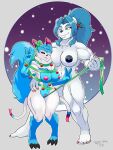  3:4 3_fingers 3_toes absurd_res anthro anthro_on_anthro bandai_namco bedroom_eyes bellamon belly_tattoo big_breasts blue_hair breasts canid christmas claws digimon digimon_(species) duo eeveelution fan_character feet female female/female fingers fur genitals green_eyes hair hi_res holidays human humanoid_genitalia hybrid interspecies looking_at_viewer mammal ms._cotton muscular muscular_female narrowed_eyes nintendo nude one_eye_closed pink_tattoo pok&eacute;mon pok&eacute;mon_(species) polar_bear pussy renamon savageshark seductive size_difference smile smiling_at_viewer sylveon tattoo toes ursid ursine video_games white_body white_fur womb_tattoo 