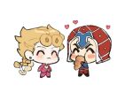  2boys :3 blonde_hair blush_stickers braid bread chibi eating food fu_r_y giorno_giovanna guido_mista hair_wagging hat heart jojo_no_kimyou_na_bouken multiple_boys vento_aureo 