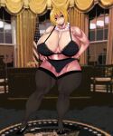  absurd_res anime_eyes big_breasts blonde_hair bra breasts brown_eyes clothing curvy_figure edith_vaughn female footwear gem hair hi_res huge_breasts human jewelry legwear mammal mature_female necklace not_furry panties pearl_(gem) pearl_necklace politics president rhemora_(artist) shoes solo stockings thick_thighs underwear voluptuous white_house 