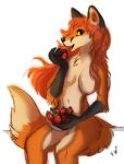  2022 5_fingers anthro breasts canid canine clothed clothing digital_media_(artwork) featureless_breasts female fingers flashw fox looking_at_viewer mammal simple_background smile solo white_background yellow_eyes 