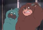  2017 anthro blue_body bound brown_body canid canine canis domestic_dog duo facial_hair gadoran inspector_lestrade kemono male mammal mature_male mustache overweight overweight_male rope sherlock_hound_(series) watson_(sherlock_hound) 
