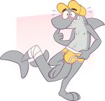  anthro blush bulge clothing fish goronic hat headgear headwear hi_res male marine shark solo underwear 