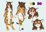  anthro breasts chart curvy_figure eve_(noobmania) felid feline female fur hair hi_res humanoid long_hair mammal model_sheet orange_body orange_fur pantherine purple_eyes solo stripes tiger unousaya 