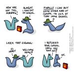  ! 1:1 ? blue_body blue_fox_(foxes_in_love) blue_fur blue_tail canid canine comic dialogue duo english_text feral fox foxes_in_love fur green_body green_fox_(foxes_in_love) green_fur green_tail hi_res male_(lore) mammal shadow simple_background text thought_bubble url 