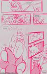  anthro blush breasts comic dialogue digital_media_(artwork) dragon embarrassed feathers female foot_fetish foot_play footjob genitals hi_res kobold male morel_(scalesindark) paw_job penis scalesindark scalie sex simple_background size_diffrence sketch zinny_(scalesindark) 