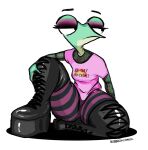  amphibian anthro biphony_(rubbish_chameleon) eyeliner eyeshadow female frog hi_res long_boots makeup punk rubbish_chameleon solo thick_thighs 