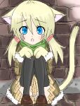  absurd_res anthro blue_eyes blush bodily_fluids capcom clothed clothing domestic_cat felid feline felis felyne female footwear hi_res knee_highs knee_socks knees_pulled_up legwear lynian mammal monster_hunter open_mouth palico panties pigtails shaking sitting socks solo tears teary_eyes trembling underwear unknown_artist video_games 