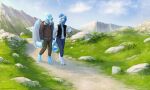  2021 albion_(albion2000) anthro clothed clothing cronic dragon duo hi_res hike male mountain nature outside scalie vampi walking western_dragon wilderness 