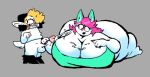  anthro big_breasts big_butt bodily_fluids bovid breasts butt caprine claws clothed clothing cum cum_on_breasts fangs female final_fantasy genital_fluids genitals hair handjob horn huge_breasts huge_butt male male/female mammal moogie_(twistcmyk) moogle penile penis pink_hair sex sheep sheepu_senpai shirt shocked square_enix tank_top topwear video_games 