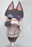  animal_crossing anthro black_eye blood boke_(artist) bottomless cat clothed clothing feline half-closed_eyes male mammal nintendo punchy_(animal_crossing) simple_background smile solo video_games whiskers wounded 