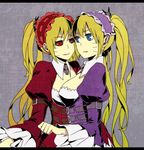  asaa blonde_hair blue_eyes dark_persona dress dual_persona genderswap genderswap_(mtf) gothic_lolita hairband lolita_fashion multiple_girls naruko naruto naruto_(series) purple_dress red_dress red_eyes twintails uzumaki_naruto 